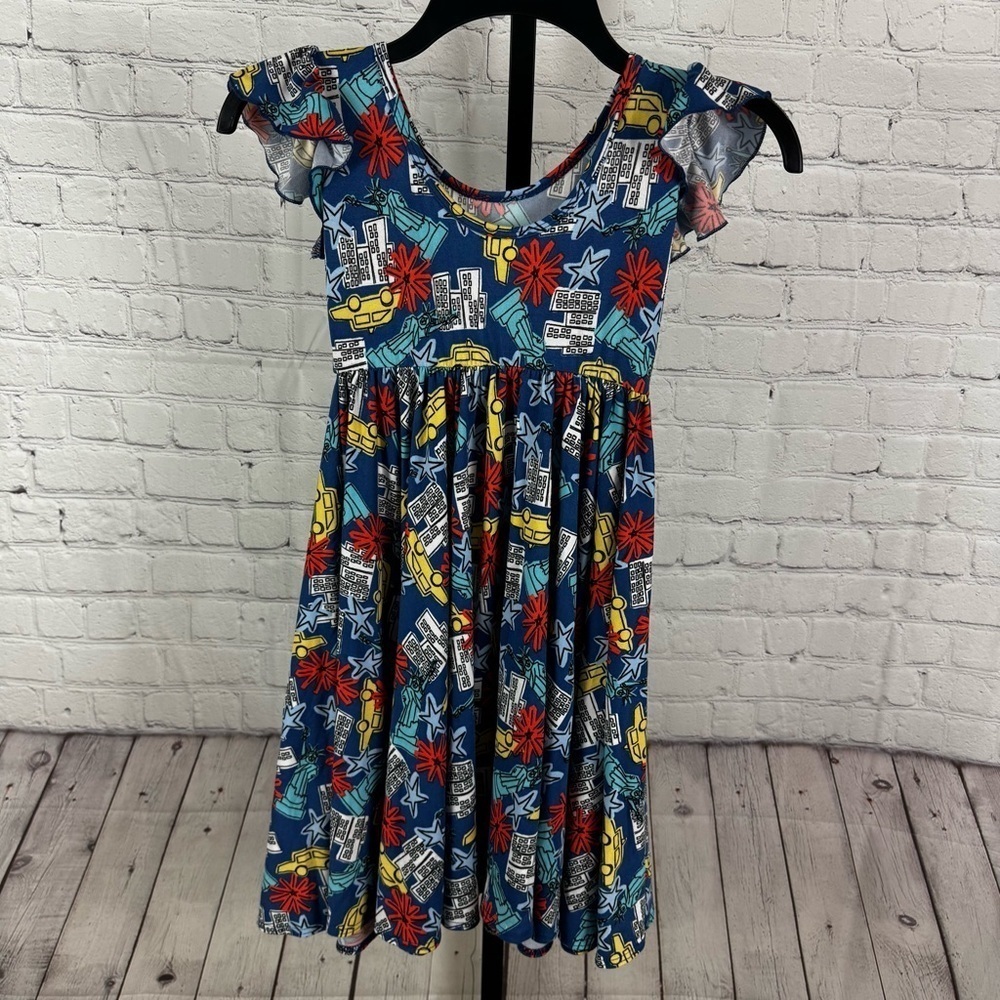 Dot Dot Smile New York Print Empire Dress Size 7 - Picture 5 of 6